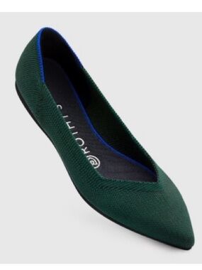 Rothy's Emerald Green Pointed Toe Slip-on Knit Flats retired color Size 8